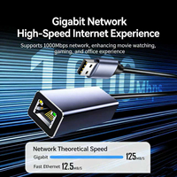 Adaptador Ethernet Gigabit USB 3.0 RJ45 de Aluminio, Chipset Realtek RTL8153, Tarjeta LAN con Cable, Controlador de Internet de 1000Mbps para Laptop
