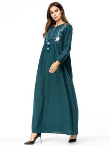 MANNI प्लस आकार पाकिस्तान महिलाओं कशीदाकारी मैक्सी कपड़े शरद ऋतु लंबी आस्तीन आरामदायक पोशाक - Product Image 5