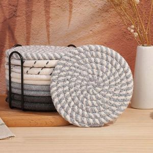 8PCS Cup <b>Coasters</b> for Drinks Absorbent Woven <b>Coaster</b> <b>Set</b> With Holder Farmhouse Cloth Fabric Cup <b>Coasters</b> for Coffee Tea - Product Image 3