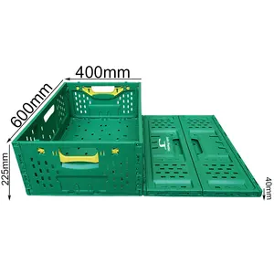 JOIN Plastic Foldable Storage Box Mesh Style Vegetables Folding Plastic Crates Collapsible container