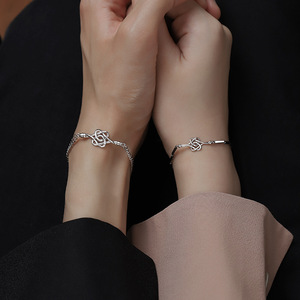 Knot Of Love Couple Bracelets Tibetan Silver Bowknot Design For Men And Women Gift Jewelry - Product Image 1