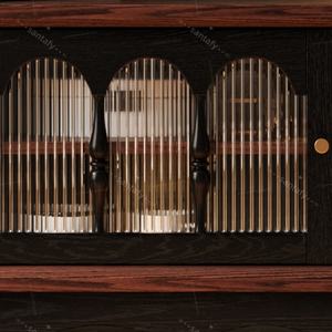 Meuble TV multi-niveaux de style mid-century en bois massif et stratifié, gain de place, avec rangement pour salon et salle à manger - Product Image 3