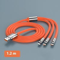 Câble 3-en-1 de charge super rapide 120W, un à trois type-c avec blindage de tresse et veste en TPE pour écouteurs d'appareils, en stock
