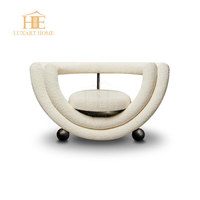 Fauteuil de luxe moderne pour hôtel, salon, chambre, villa, canapé de détente en peau de mouton