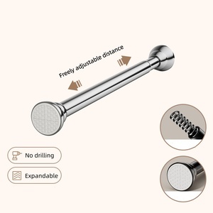 Séchoir à <span class=keywords><strong>linge</strong></span> extensible en acier inoxydable avec mécanisme à ressort - Barre murale réglable pour salle de bain ou buanderie - Product Image 3