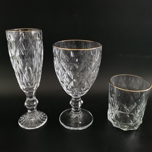 Copas de vino personalizadas de lujo con diamantes de cristal, copas de champán, whisky, borde dorado - Product Image 1