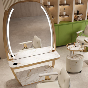 Nuevo Espejo LED Ovalado para Salón de Belleza, Conjunto de Silla de Estilista, Muebles de Salón con Espejo de Maquillaje para Peluquería - Product Image 5