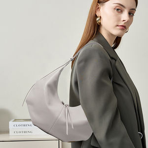 Sac à bandoulière en cuir véritable style simple, vintage, en cuir de vachette pleine fleur, haut de gamme, avec fermeture éclair, pour femme - Product Image 3