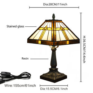 Lámpara de mesa de vidrieras estilo misión hecha a mano, lámpara de escritorio estilo <span class=keywords><strong>Tiffany</strong></span> de China para dormitorio, hogar, oficina, directo del fabricante - Product Image 6