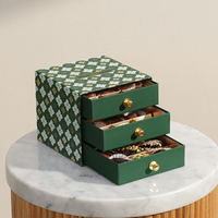 Boîte de rangement à trois niveaux carrée imprimée avec tiroir coulissant pour noix et bonbons, emballage à ruban, boîtes cadeaux vides personnalisables pour desserts et chocolats