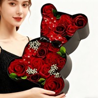 Savon de rose fait à la main, boîte cadeau petite ours, Saint-Valentin, Nouvel An, cadeau surprise créatif pour petite amie, artificiel