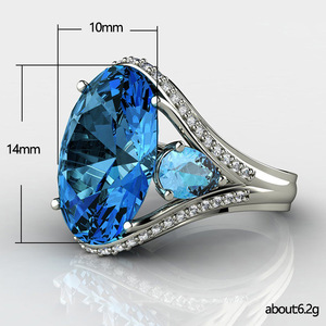 Anello ovale grande e scintillante da donna, gioiello creativo e alla moda per le dita - Product Image 2