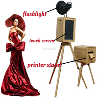 Machine photomaton portable rétro à double face en bois avec appareil photo et imprimante, style Surface Pro, pour iPad et DSLR