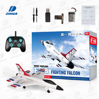 Modèle d'avion de chasse F16 RC, avion télécommandé 2,4 GHz à 3 canaux avec son de moteur à réaction pour un vol facile et une aventure pour les enfants