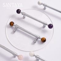 Poignées de tiroir et de placard Santaya en laiton chromé argenté, style luxe léger, avec boule de cristal pour armoire de cuisine et meuble à chaussures