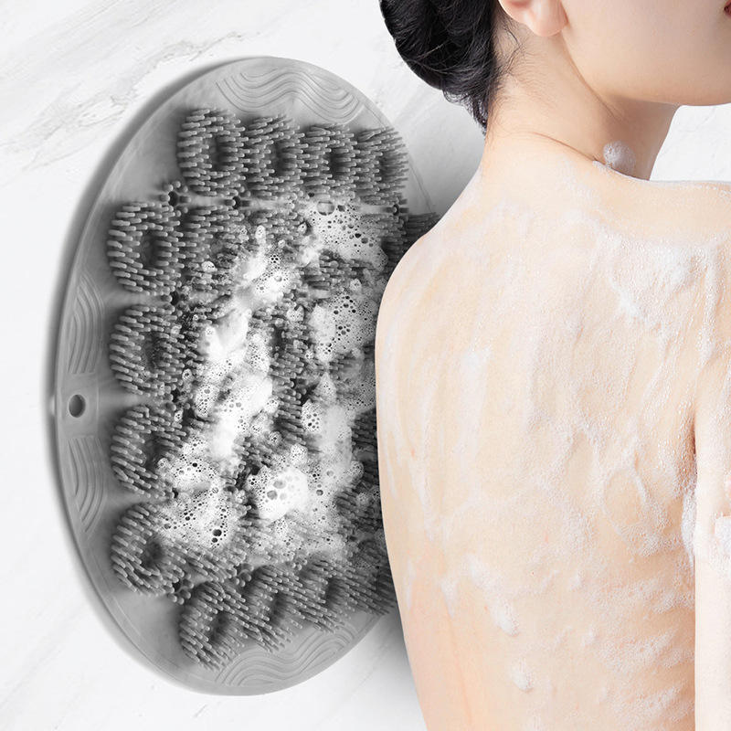 แปรงขนยาวสีเทาปืนทำจากวัสดุซิลิโคนที่เป็นมิตรต่อสิ่งแวดล้อม