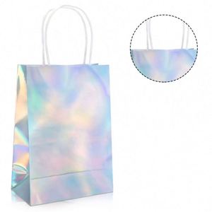 Bolsas de Regalo de Papel Kraft Impresas Personalizadas con Impresión Completa y Láser Plateado para Navidad, Bodas, Cumpleaños y Fiestas - Product Image 1