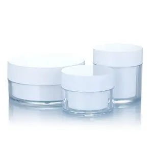 Emballage cosmétique en plastique forme ronde large, bouche large, double paroi, vide, pour le soin des cheveux, crème pour les yeux, 5g, 10 ml, 30ml, 50ml, 100ml