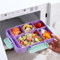Lonchera Bento de 1200 ml con 5 Compartimentos, Apta para Microondas, con Bolsa para Salsas y Cubiertos, con Certificación LFGB, FDA y CPC, MOQ Bajo, Logotipo Personalizado, Regalo