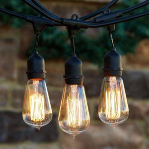 Retro Garland 48ft negro impermeable al aire libre <span class=keywords><strong>Patio</strong></span> de luces con 15 Retro Edison bombillas <span class=keywords><strong>para</strong></span> boda decoración de Navidad - Product Image 4