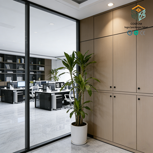 <span class=keywords><strong>Cloison</strong></span> de bureau SZMK 2026 en verre transparent à persiennes, insonorisée, du sol au plafond, avec cadre en alliage d'aluminium - Product Image 4