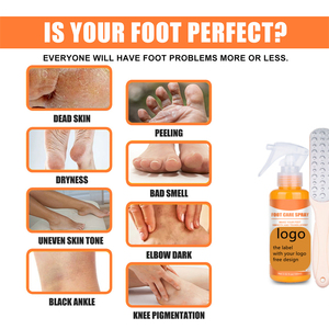 Private Label cura della <span class=keywords><strong>pelle</strong></span> del piede tacchi screpolati secchi sudati rimuovi la <span class=keywords><strong>pelle</strong></span> morta buccia liscia come la seta olio d'arancia Spray Peeling ai piedi - Product Image 4