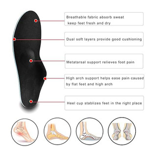 Semelles orthopédiques en mousse à mémoire de forme pour pieds plats, soutien de la voûte plantaire, soulagement de la douleur au talon, fasciite plantaire, sport, loisirs et travail - Product Image 4