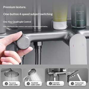 Ensemble de <span class=keywords><strong>douche</strong></span> mural à énergie <span class=keywords><strong>solaire</strong></span> à poignée unique en cuivre Qingshiya avec barre coulissante pour salle de bain - Product Image 3