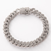 Chaîne cubaine 13 mm entièrement sertie de diamants, en or rose, style hip-hop, pour hommes et femmes, vente en gros