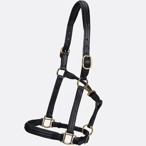 Harnais en cuir pour cheval, réglable, noir, avec ferrures en laiton, pour usage équestre, équipement d'équitation, articles de sellerie, fabricant en gros - Product Image 1