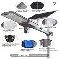 Farola Solar LED con Cámara CCTV para Exteriores, Inalámbrica, IP67, Luz de Monitoreo Solar