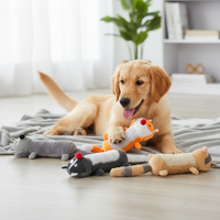 Jouet en peluche pour chien Lion, Marmotte, Furet - Jouet interactif qui couine avec queue en papier froissé pour chiens
