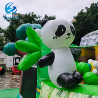 Panda bunga tema bambu tunas anak-anak istana melompat rumah meluncur tempat bermain dalam ruangan dan luar ruangan untuk anak-anak