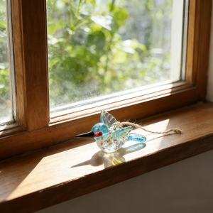 Figurine d'oiseau colibri en verre soufflé artisanal, colorée, ornement d'oiseau en verre soufflé, décoration de table, thème animal Art Déco, pour la maison, mariage, baptême - Product Image 2