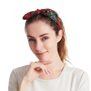 Diadema Navideña para Mujer, de Algodón con Lazo, Elástica, Accesorio para el Cabello, Estilo Europeo Americano - Product Image 3