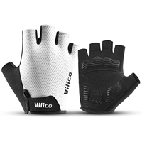 Gants de moto en silicone durables à demi-doigts pour unisexe, cyclisme d'été, sports de plein air avec grip antidérapant VILICO Noir