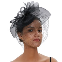Noir Sinamay Fascinator bandeau de cheveux pour les femmes Tea Party fleur cheveux cerceau banane pince à cheveux filet à cheveux décontracté affaires pêche