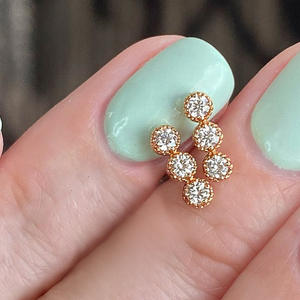 Pendientes de botón chapados en oro blanco con circonita redonda, diseño geométrico, joyería de moda para mujer, engaste clásico en bisel E1342 - Product Image 5