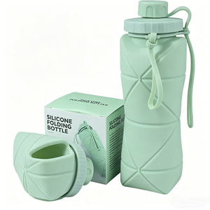 Silicone <b>Collapsible</b> <b>Water</b> <b>Bottle</b> Portable Leakproof Foldable Travel Cup for Outdoor Sports Hiking Camping Custom Brand Model - Product Image 1