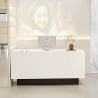Bureau d'accueil en bois massif et panneaux de particules, design moderne, éclairage LED, durable, résistant aux taches, pour bureau commercial, hôtel, salon de beauté