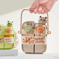 Bouteille d'eau en plastique à double compartiment de 500 ml avec paille, mignonne, pour enfants, idéale pour l'école