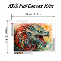 Peinture Diamant 5D DIY Dragon Chinois Coloré, Mosaïque de Strass Ronds à Couverture Complète, Bête Fantastique, Décoration Murale 40x50cm