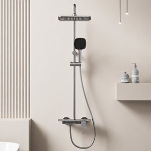 Grifo de <span class=keywords><strong>Ducha</strong></span> de Pared de Diseño Moderno 3118, Color Gris Metálico, Aluminio Ligero, Mezclador de Agua Caliente, Juego de <span class=keywords><strong>Ducha</strong></span> - Product Image 1