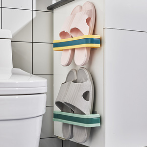 Bathroom Slipper Rack Wall Mounted Foldable Shoe Storage Shelf For Toilet With Durable Design In Yellow Blue Pink Green Colors - Product Image 2
