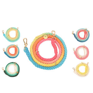핫 잘 팔리는 손 짠 면 로프 Rainbow 꼰 Ombre All 이유 휴대용 Pet 개 <span class=keywords><strong>Collar</strong></span> 와 체인 - Product Image 2