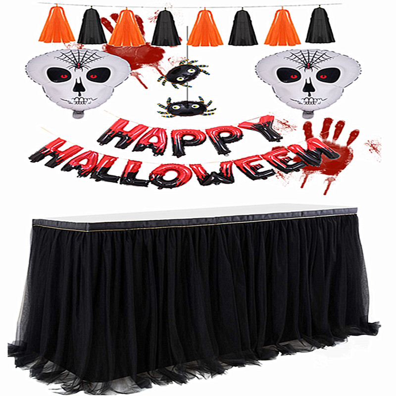 Black Tulle Table Skirts for Birthday Party 6ft Gold Brim Decorations Tutu Black Table Cloth