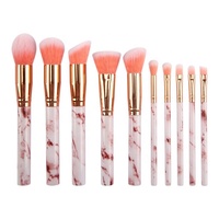 Jessup — ensemble de pinceaux de maquillage marbré, brosses de cosmétique de haute qualité, Logo personnalisable, quantité minimale de commande, 10 pièces