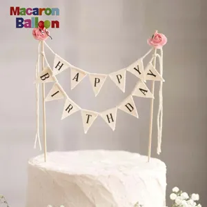 1 set Happy Birthday Cake Topper bandiere per torte decorazione per Cupcake per feste Baby Shower forniture per feste Banner di compleanno SQ20