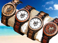 Jam Tangan Analog Mewah Olahraga Fashion Kayu Alami Buatan Tangan Ramah Lingkungan dengan Dial Kaca, Logo Kustom, dan Stopwatch