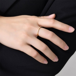 Fashion Gold Plated rainbow Color Zircon Charm Dainty Stainless Steel <b>Thin</b> <b>Ring</b> - Product Image 6